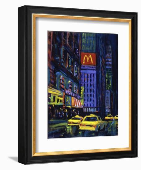 Racing Taxis at Night, New York City-Patti Mollica-Framed Giclee Print