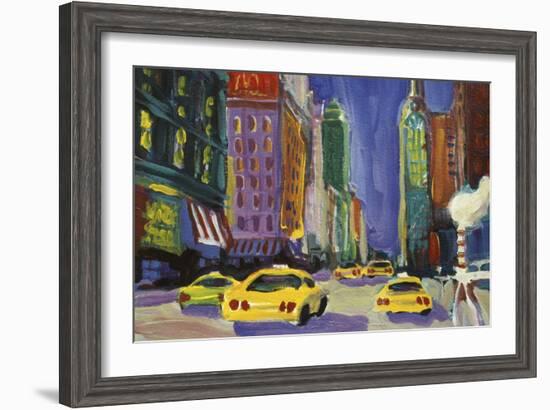 Racing Taxis, New York City-Patti Mollica-Framed Giclee Print