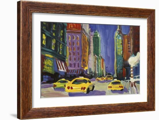 Racing Taxis, New York City-Patti Mollica-Framed Giclee Print