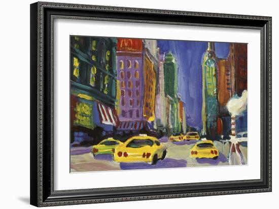 Racing Taxis, New York City-Patti Mollica-Framed Giclee Print