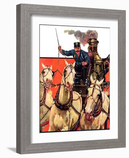 "Racing to the Fire,"January 12, 1935-Maurice Bower-Framed Giclee Print