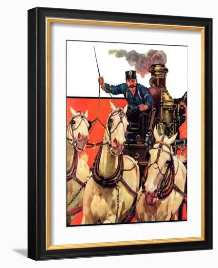 "Racing to the Fire,"January 12, 1935-Maurice Bower-Framed Giclee Print