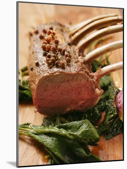 Rack of Lamb with Sichuan Pepper on Fried Sage-null-Mounted Photographic Print