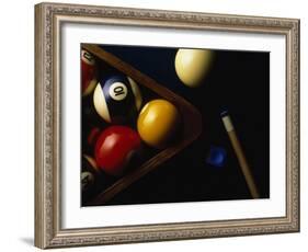Rack of Pool Balls with Chalk and Cue-Ernie Friedlander-Framed Photographic Print