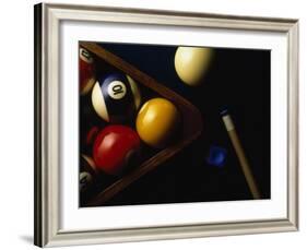 Rack of Pool Balls with Chalk and Cue-Ernie Friedlander-Framed Photographic Print