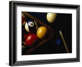 Rack of Pool Balls with Chalk and Cue-Ernie Friedlander-Framed Photographic Print