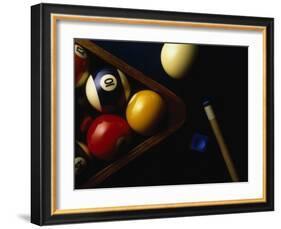 Rack of Pool Balls with Chalk and Cue-Ernie Friedlander-Framed Photographic Print