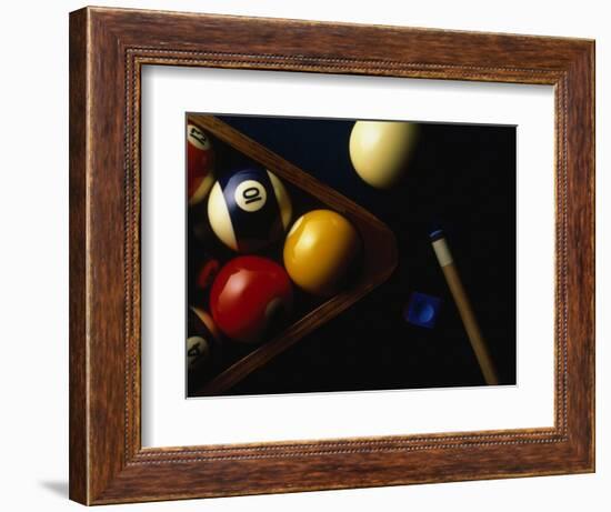 Rack of Pool Balls with Chalk and Cue-Ernie Friedlander-Framed Photographic Print