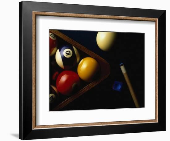 Rack of Pool Balls with Chalk and Cue-Ernie Friedlander-Framed Photographic Print