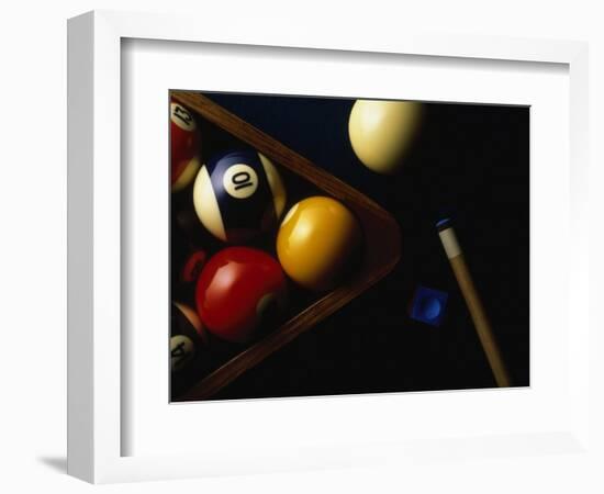 Rack of Pool Balls with Chalk and Cue-Ernie Friedlander-Framed Photographic Print