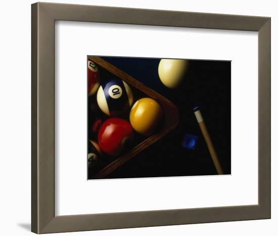 Rack of Pool Balls with Chalk and Cue-Ernie Friedlander-Framed Photographic Print