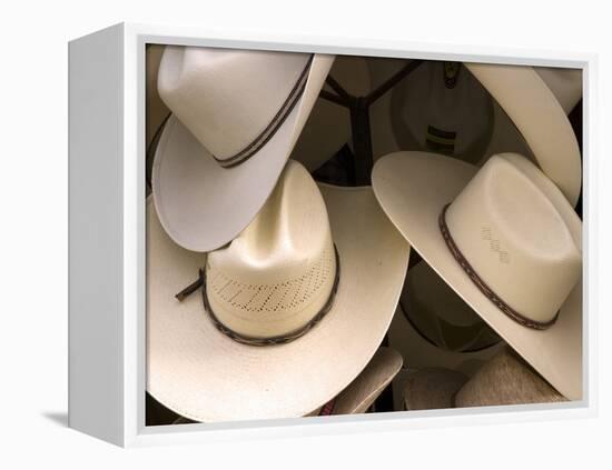 Rack with Assortment of Stylish Mexican Hats, Puerto Vallarta, Mexico-Nancy & Steve Ross-Framed Premier Image Canvas