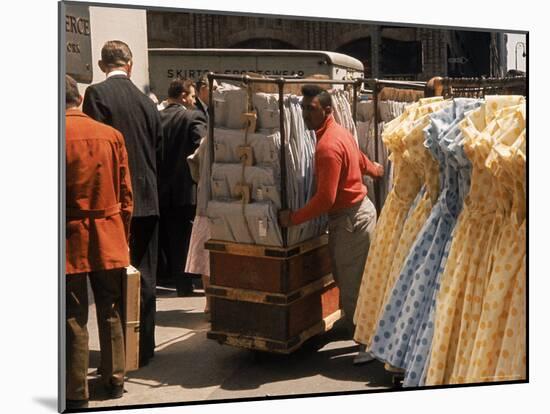 Racks of Dresses Steered by Pushboys in the Garment District-Walter Sanders-Mounted Photographic Print