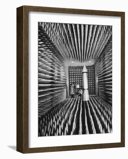 Radar Echoes Absorbed in Anechoic Chamber So Engineers Can Bounce Echoless Beams Off a Icbm Model-Ralph Morse-Framed Photographic Print