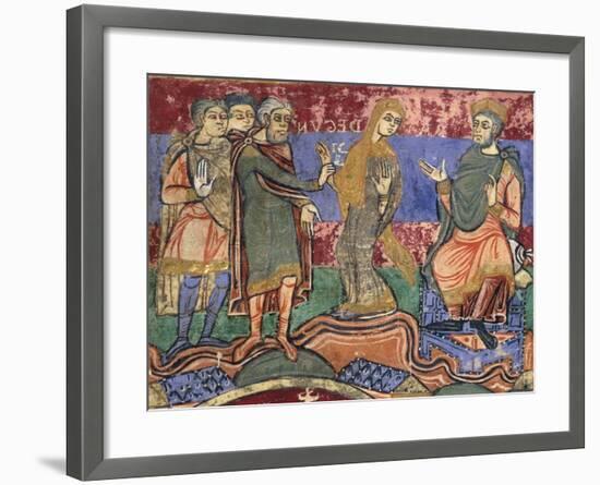 Radegunda Being Conducted by King Chlothar, Miniature from Life of Saint Radegunda, Manuscript-null-Framed Giclee Print