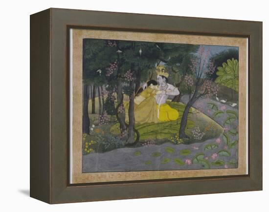 Radha and Krishna in a Grove, India-null-Framed Premier Image Canvas