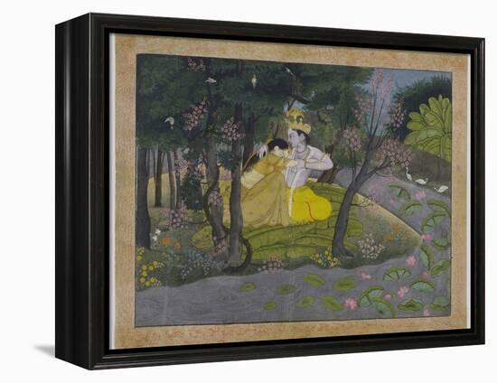 Radha and Krishna in a Grove, India-null-Framed Premier Image Canvas