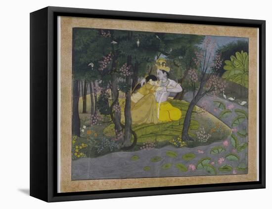 Radha and Krishna in a Grove, India-null-Framed Premier Image Canvas