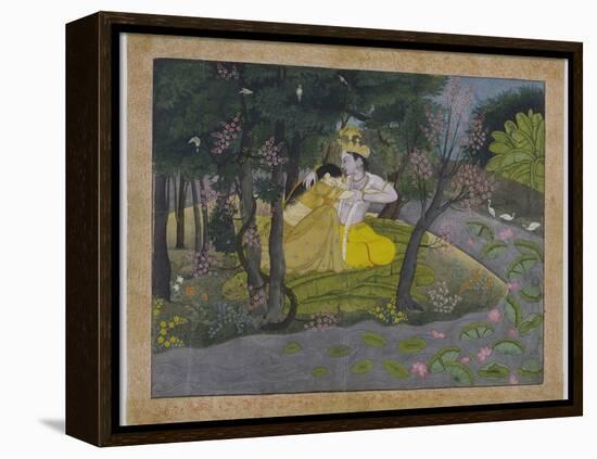 Radha and Krishna in a Grove, India-null-Framed Premier Image Canvas