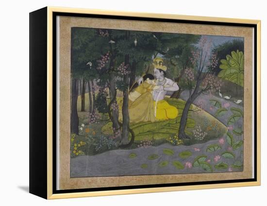 Radha and Krishna in a Grove, India-null-Framed Premier Image Canvas