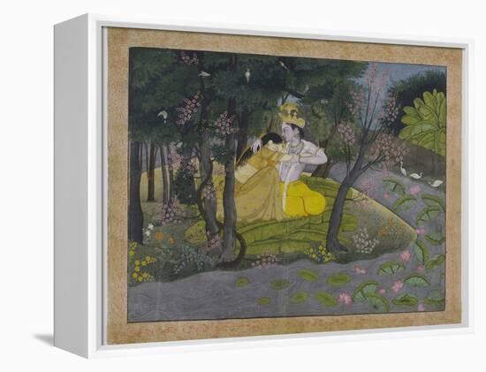 Radha and Krishna in a Grove, India-null-Framed Premier Image Canvas