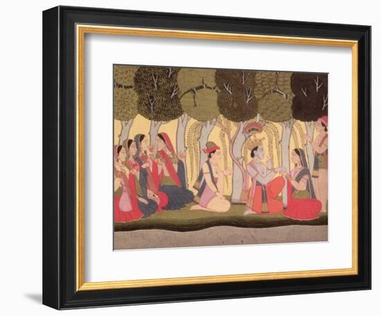 Radha and Krishna Seated in a Grove, Kulu, Himachal Pradesh, Pahari School, 1790-1800-null-Framed Giclee Print