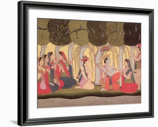 Radha and Krishna Seated in a Grove, Kulu, Himachal Pradesh, Pahari School, 1790-1800-null-Framed Giclee Print