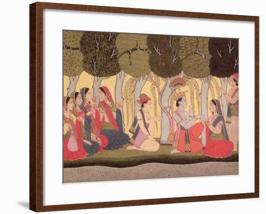 Radha and Krishna Seated in a Grove, Kulu, Himachal Pradesh, Pahari School, 1790-1800-null-Framed Giclee Print