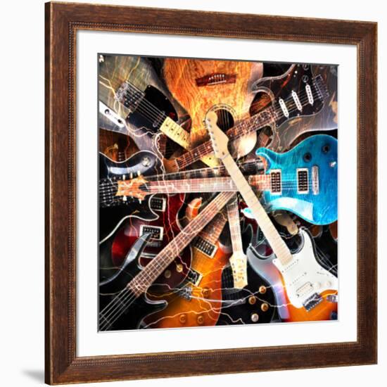 Radial Electric Guitar Layout-null-Framed Art Print