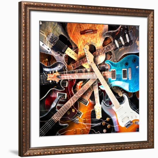 Radial Electric Guitar Layout-null-Framed Art Print