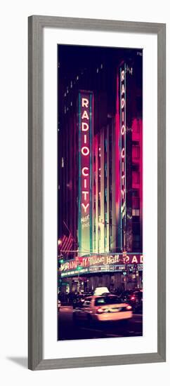 Radio City Music Hall and Yellow Cab by Night, Manhattan, Times Square, New York City-Philippe Hugonnard-Framed Photographic Print