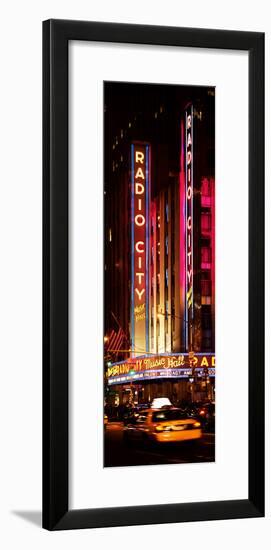 Radio City Music Hall and Yellow Cab by Night, Manhattan, Times Square, New York City-Philippe Hugonnard-Framed Photographic Print