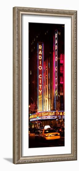 Radio City Music Hall and Yellow Cab by Night, Manhattan, Times Square, New York City-Philippe Hugonnard-Framed Photographic Print