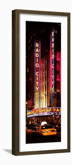 Radio City Music Hall and Yellow Cab by Night, Manhattan, Times Square, New York City-Philippe Hugonnard-Framed Photographic Print