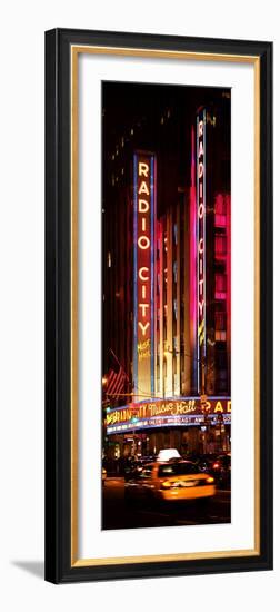 Radio City Music Hall and Yellow Cab by Night, Manhattan, Times Square, New York City-Philippe Hugonnard-Framed Photographic Print