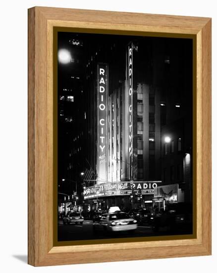 Radio City Music Hall and Yellow Cab by Night, Manhattan, Times Square, NYC, Old Classic-Philippe Hugonnard-Framed Premier Image Canvas