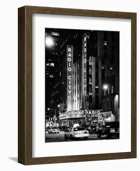 Radio City Music Hall and Yellow Cab by Night, Manhattan, Times Square, NYC, USA-Philippe Hugonnard-Framed Photographic Print