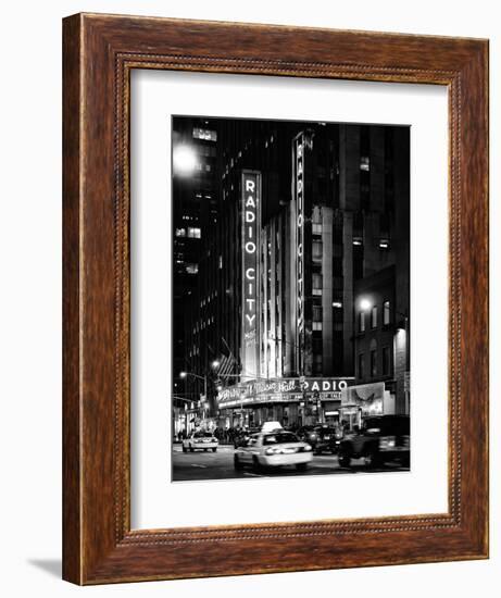 Radio City Music Hall and Yellow Cab by Night, Manhattan, Times Square, NYC, USA-Philippe Hugonnard-Framed Photographic Print