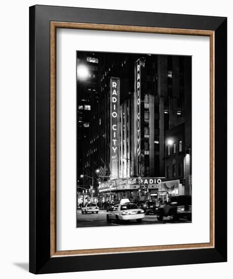 Radio City Music Hall and Yellow Cab by Night, Manhattan, Times Square, NYC, USA-Philippe Hugonnard-Framed Photographic Print