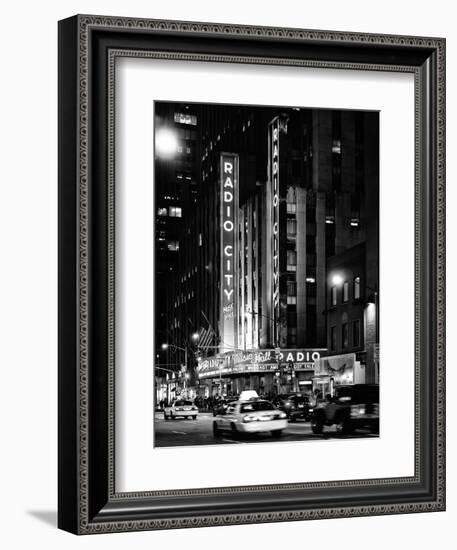 Radio City Music Hall and Yellow Cab by Night, Manhattan, Times Square, NYC, USA-Philippe Hugonnard-Framed Photographic Print