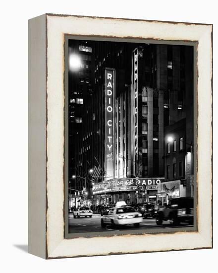 Radio City Music Hall and Yellow Cab by Night, Manhattan, Times Square, NYC, USA-Philippe Hugonnard-Framed Premier Image Canvas