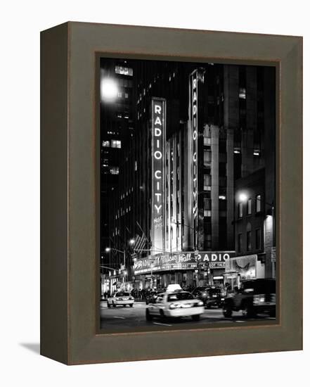 Radio City Music Hall and Yellow Cab by Night, Manhattan, Times Square, NYC, USA-Philippe Hugonnard-Framed Premier Image Canvas