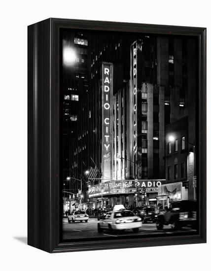 Radio City Music Hall and Yellow Cab by Night, Manhattan, Times Square, NYC, USA-Philippe Hugonnard-Framed Premier Image Canvas