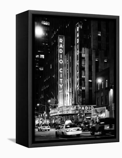 Radio City Music Hall and Yellow Cab by Night, Manhattan, Times Square, NYC, USA-Philippe Hugonnard-Framed Premier Image Canvas