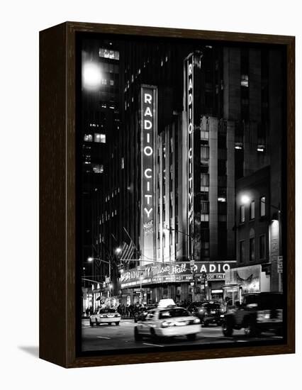 Radio City Music Hall and Yellow Cab by Night, Manhattan, Times Square, NYC, USA-Philippe Hugonnard-Framed Premier Image Canvas