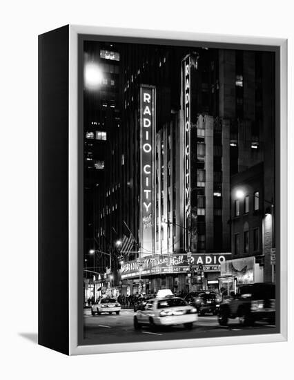 Radio City Music Hall and Yellow Cab by Night, Manhattan, Times Square, NYC, USA-Philippe Hugonnard-Framed Premier Image Canvas