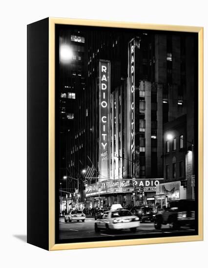 Radio City Music Hall and Yellow Cab by Night, Manhattan, Times Square, NYC, USA-Philippe Hugonnard-Framed Premier Image Canvas