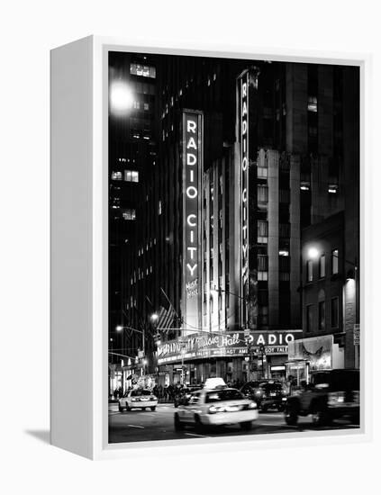 Radio City Music Hall and Yellow Cab by Night, Manhattan, Times Square, NYC, USA-Philippe Hugonnard-Framed Premier Image Canvas