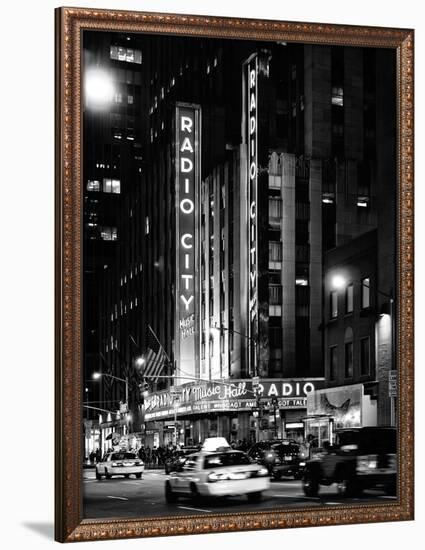 Radio City Music Hall and Yellow Cab by Night, Manhattan, Times Square, NYC, USA-Philippe Hugonnard-Framed Photographic Print