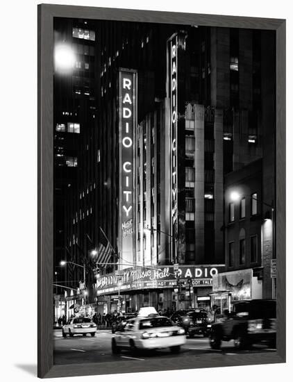 Radio City Music Hall and Yellow Cab by Night, Manhattan, Times Square, NYC, USA-Philippe Hugonnard-Framed Photographic Print